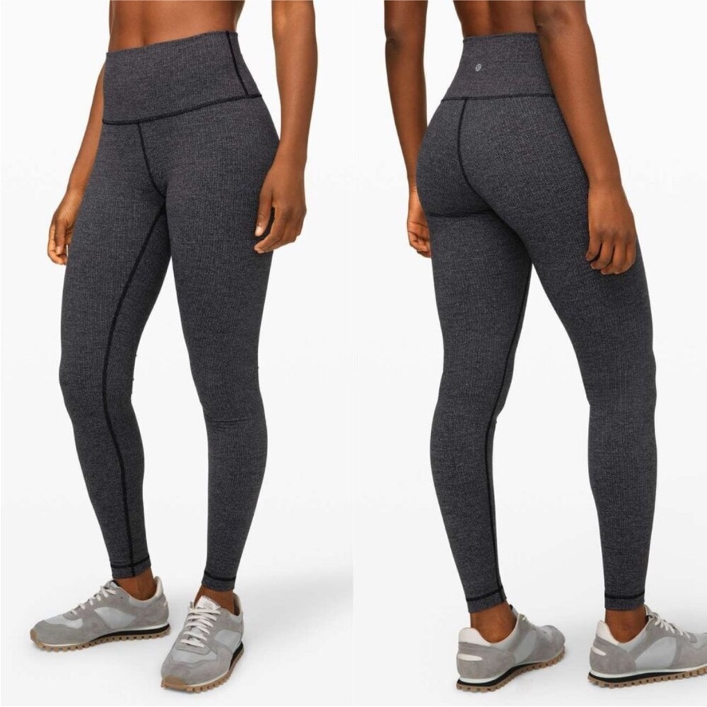 Lululemon SZ 4 Wunder Under High Rise Tight 30" Black Gray Leggings